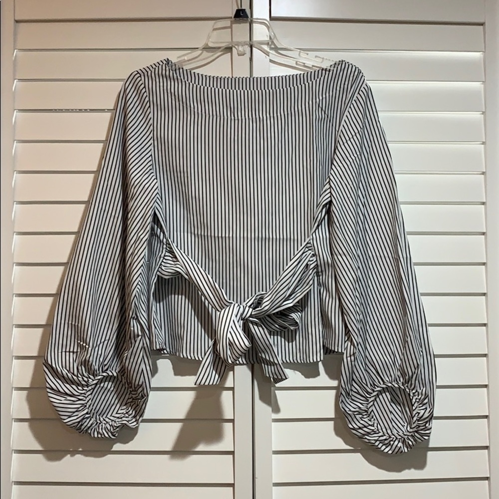 Striped tied front shirt